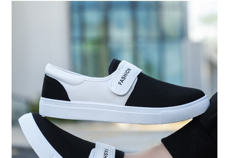 Tanzanite - Canvas sneakers met kleefband
