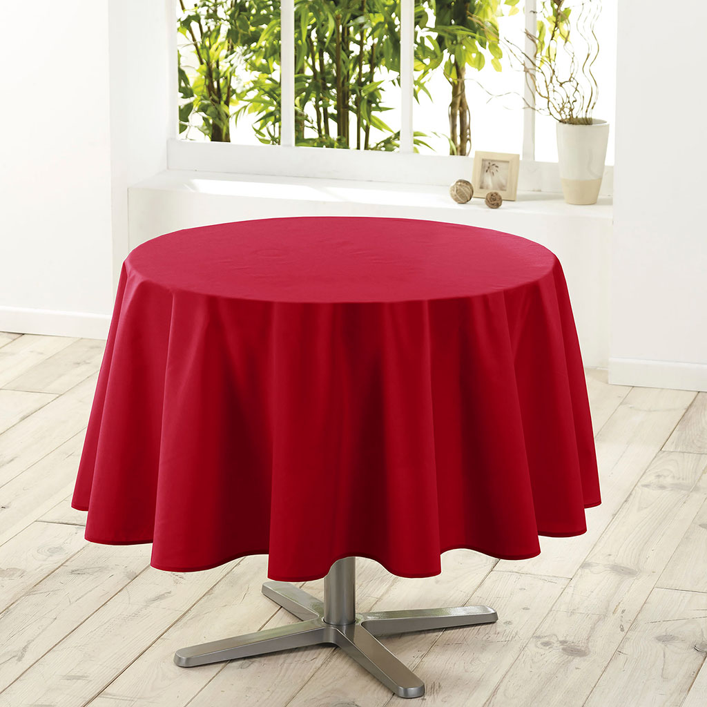 Nappe ronde anti-taches ESSENTIEL rouge D 180cm