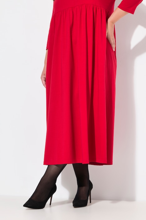 Jerseykleid, Empirenaht, V-Ausschnitt, 3/4-Arm, Taschen