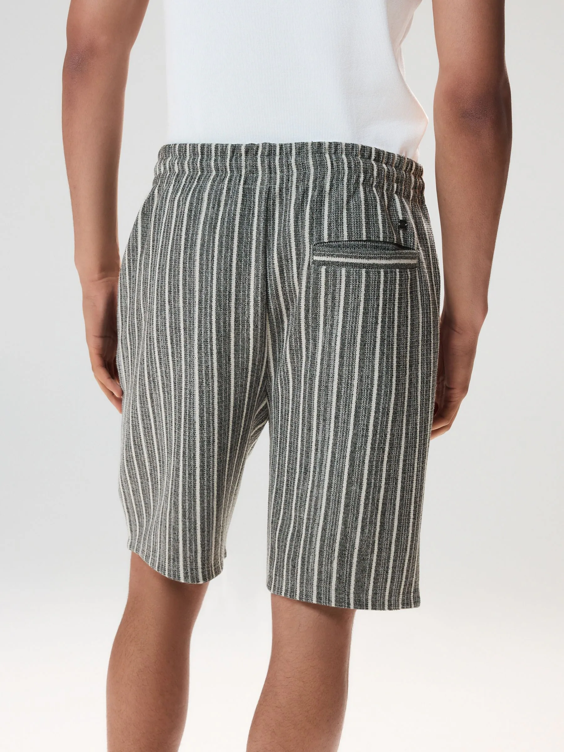 Zwart/wit - Jersey shorts met strepen en textuur