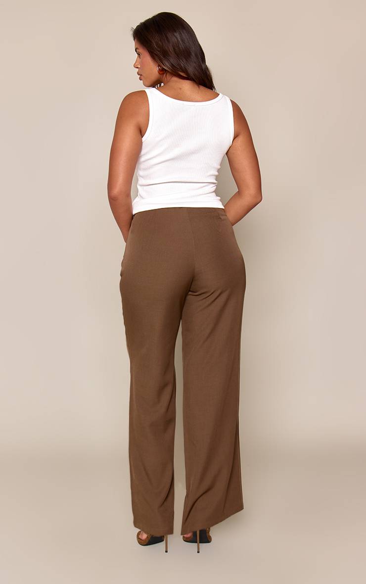 Marron Pantalon Droit Tailleur À Taille Corset Lacée Shape