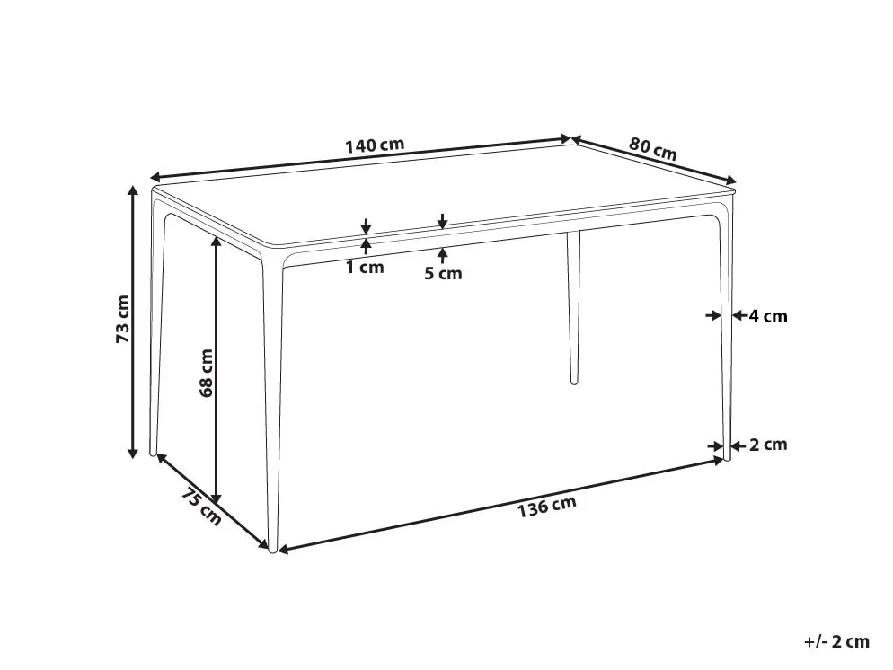 Eettafel JOLLEIN Wit marmer 80 cm Glas 140 cm
