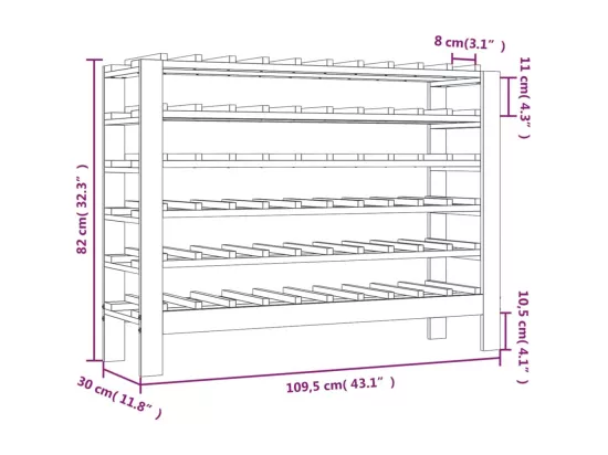Prolenta Premium - Casier à vin 109,5x30x82 cm Bois de pin massif