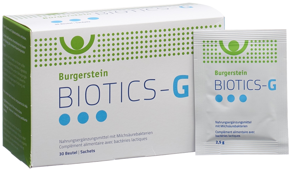 BURGERSTEIN Biotics-G<br>30 Stück, Beutel, Pulver zur Herstellung einer Lösung zum Einnehmen
