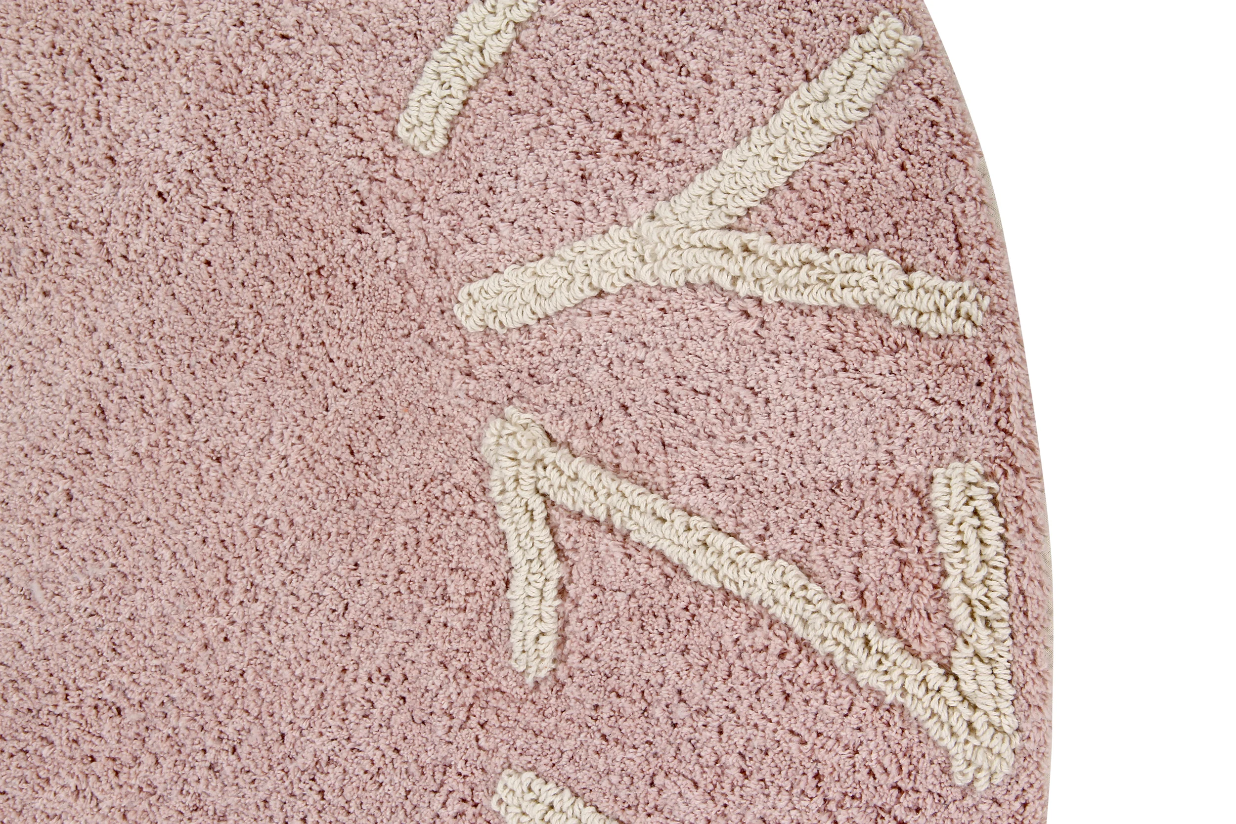 ABC - Tapis rond lavable en coton | Rose