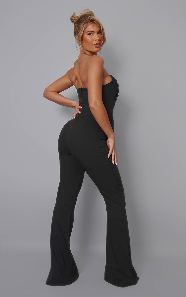Noir Combinaison Bandeau À Corset Froncé Et Pointe