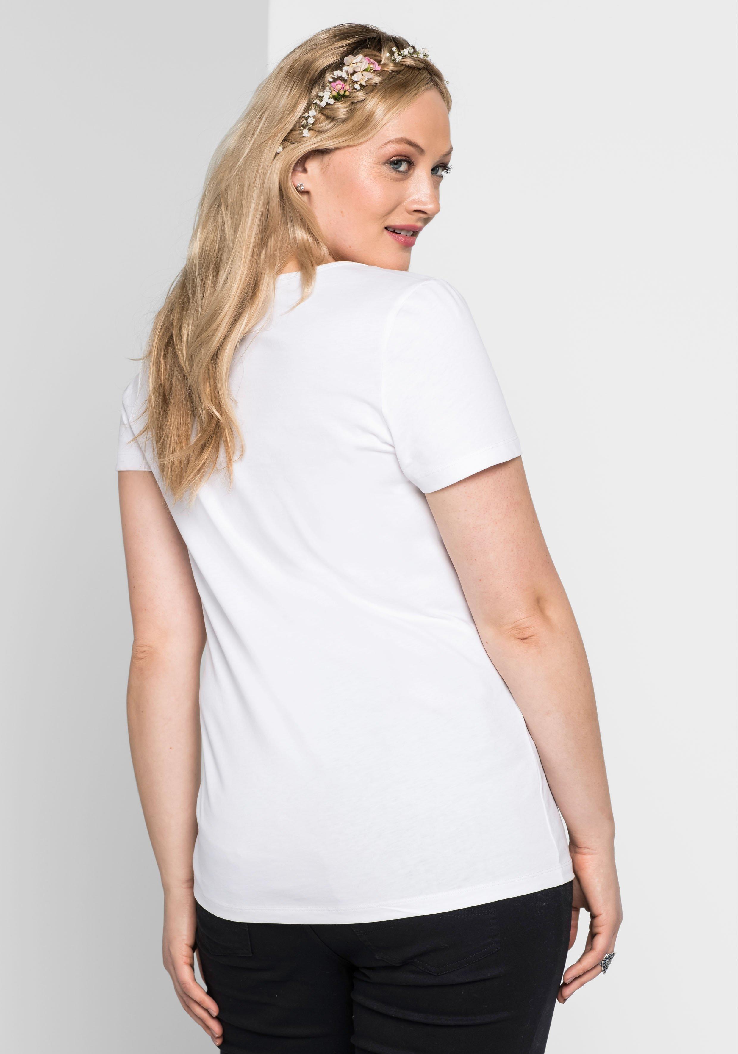 Trachtenshirt mit Hirsch-Druck und Kurzarm