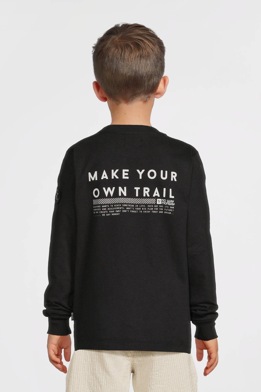 No Way Monday longsleeve met backprint zwart