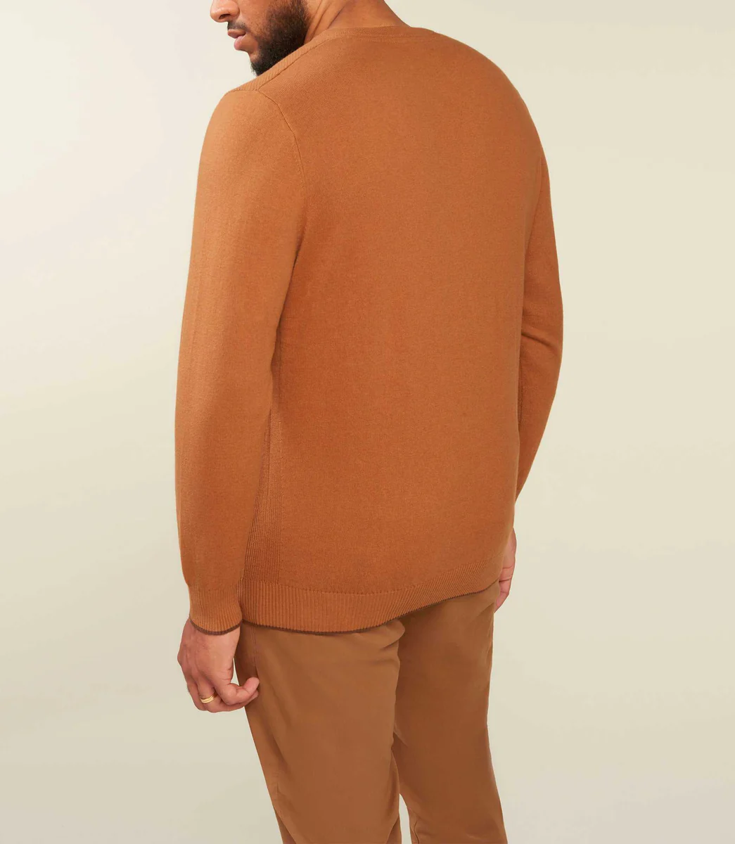 Pull col V coton cachemire camel BRENTBT