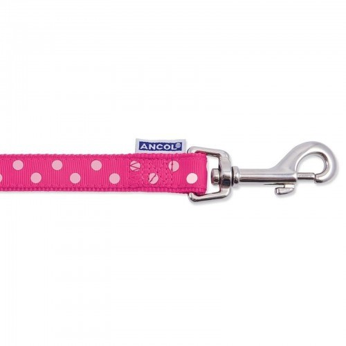 Coleira para cachorro estilo vintage com estampa de bolinhas, cor framboesa.