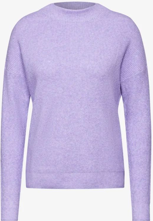 CECIL - Gebreide Trui - Col - Blauw - Materiaalmix - Lange Mouwen