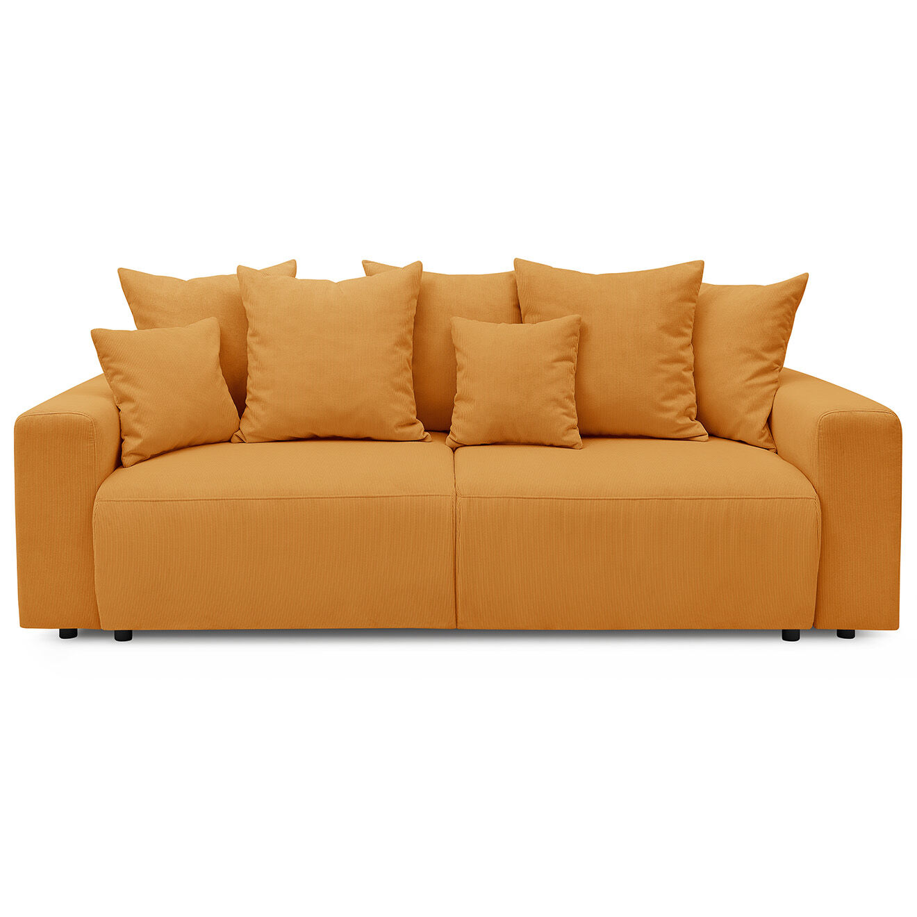 Bobochic Canapé 3 places convertible velours côtelé Envy jaune - 245x102x88 cm