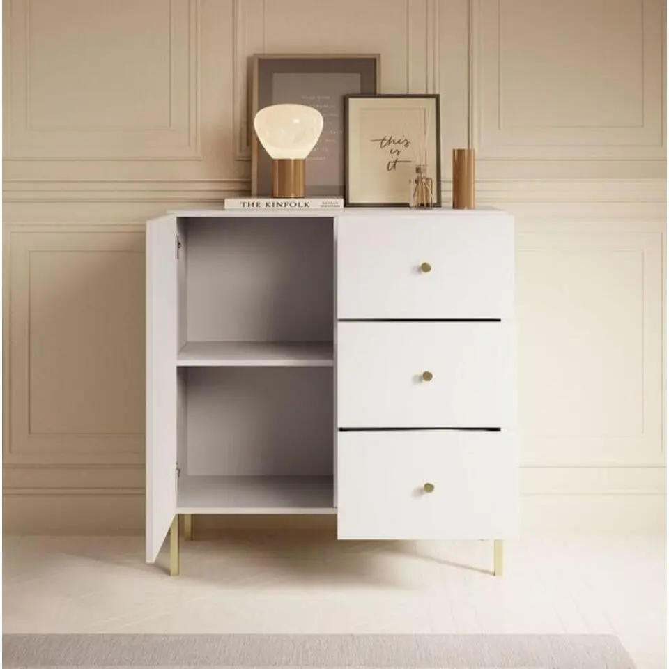 Meubella - Dressoir Vermont - Wit - 90 cm