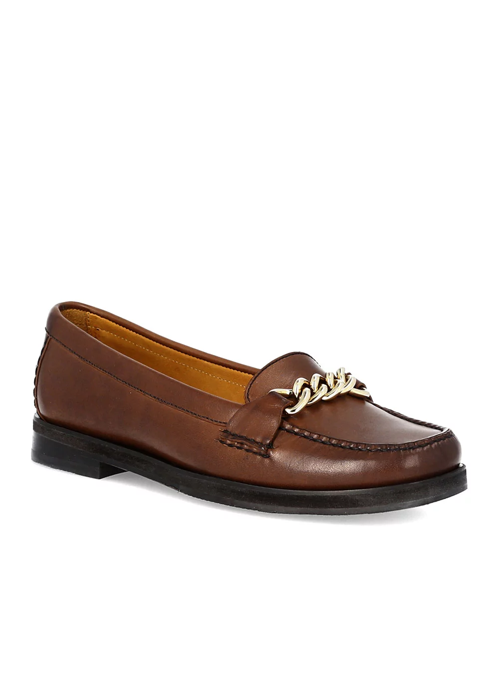 MOCASSIN BB CHAIN CUIR MARRON