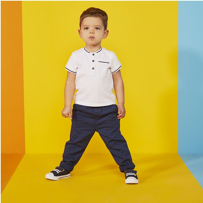 Polo manches courtes à col teddy pour bébé garçon - Blanc