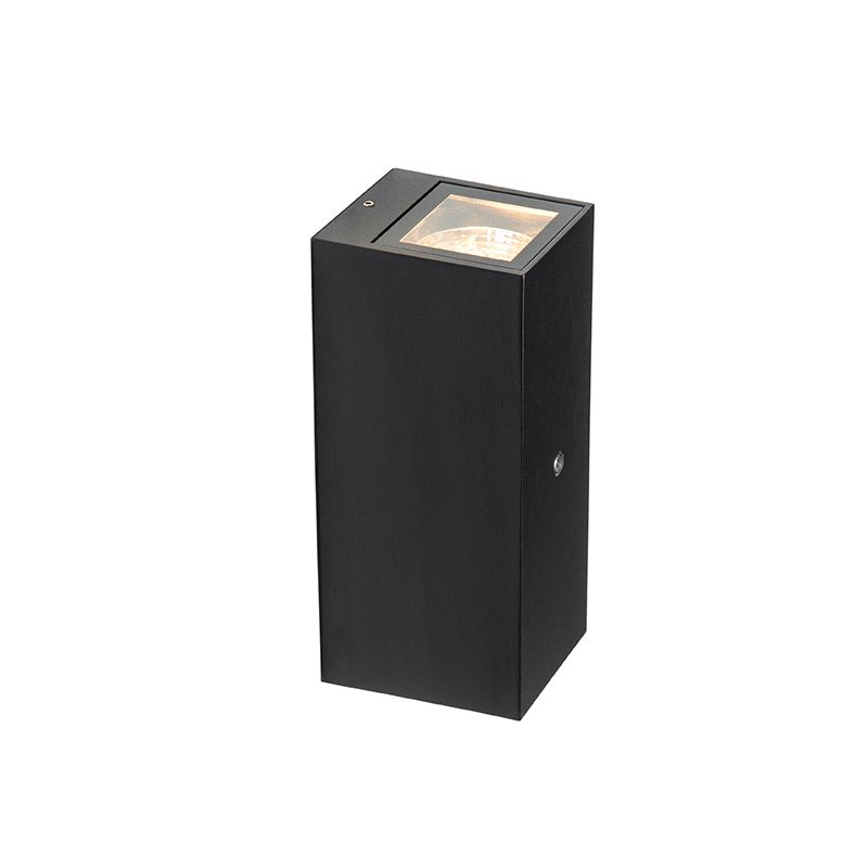 Wandlamp zwart 2-lichts IP44 met schemersensor - Baleno II