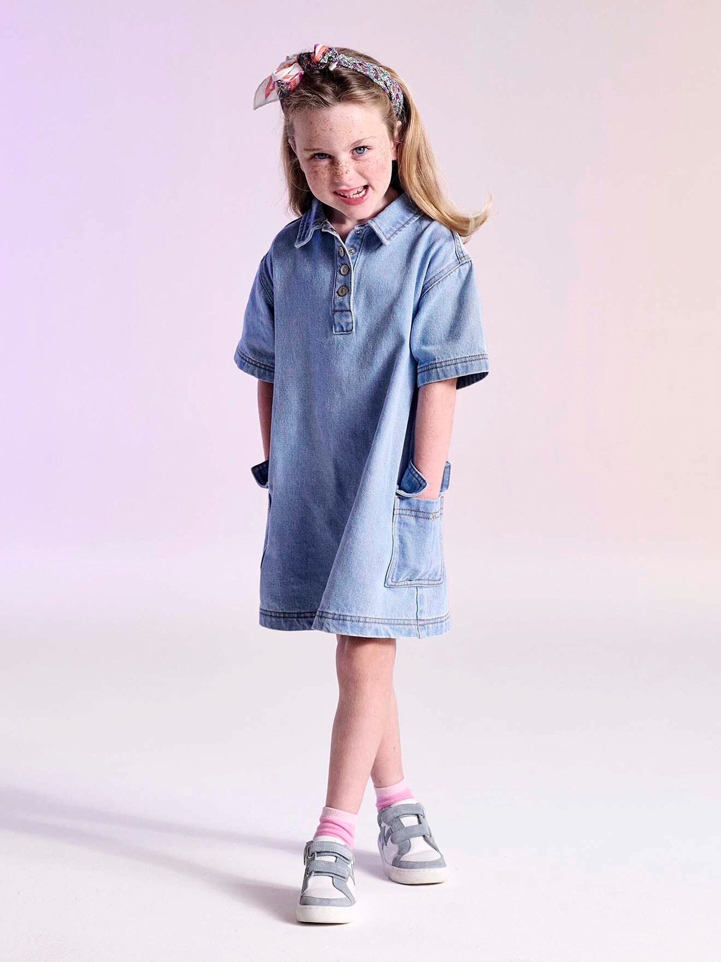 Vertbaudet Mädchen Jeanskleid helles blau