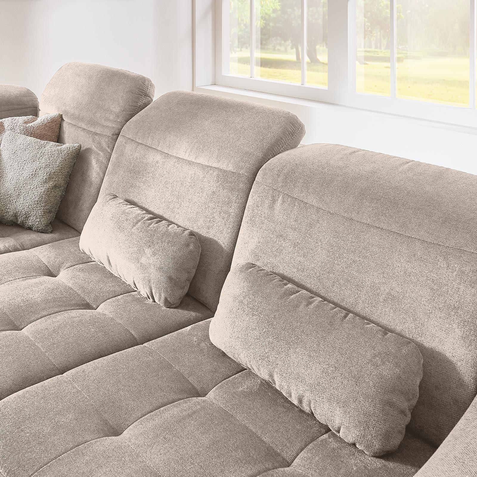 polsterpower Ecksofa - beige - Basismodell - Kombielement rechts