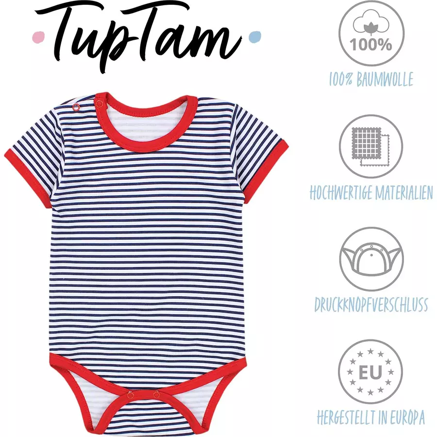 TupTam Jungen Baby Body Kurzarm 5er Pack rot Modell 1