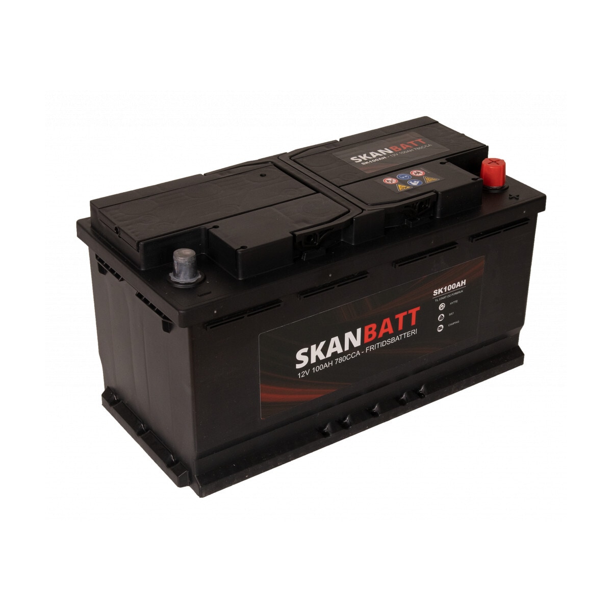 SKANBATT Fritidsbatteri 12V 100AH 780CCA (354x175x190/190mm) +høyre