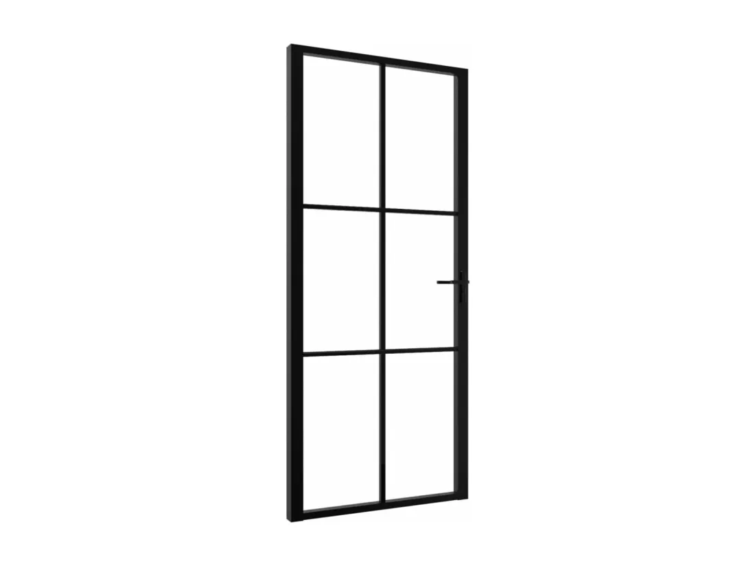 Porte intérieure Verre ESG et aluminium 93x201,5 cm Noir