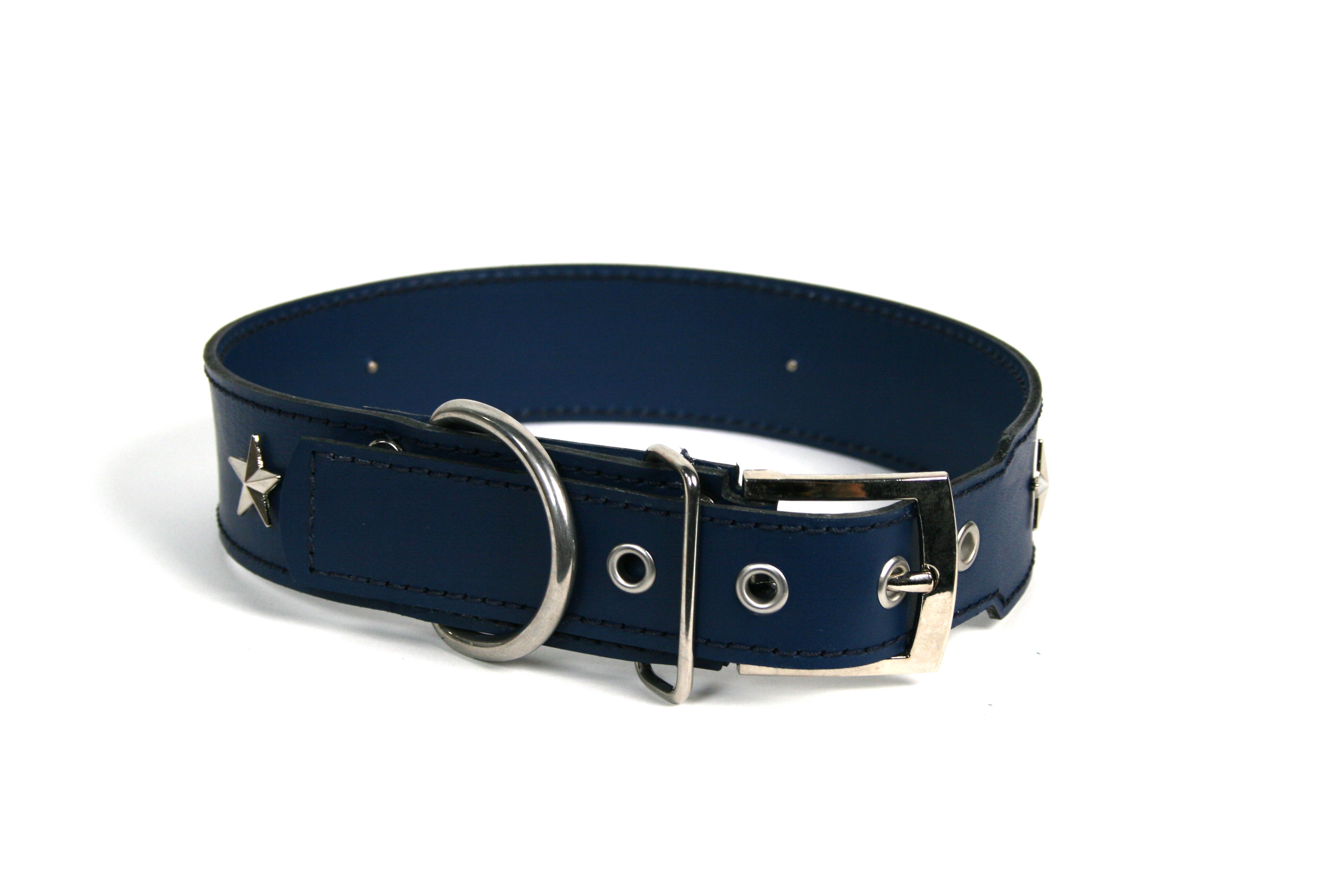 Colar de couro azul marinho com estrela