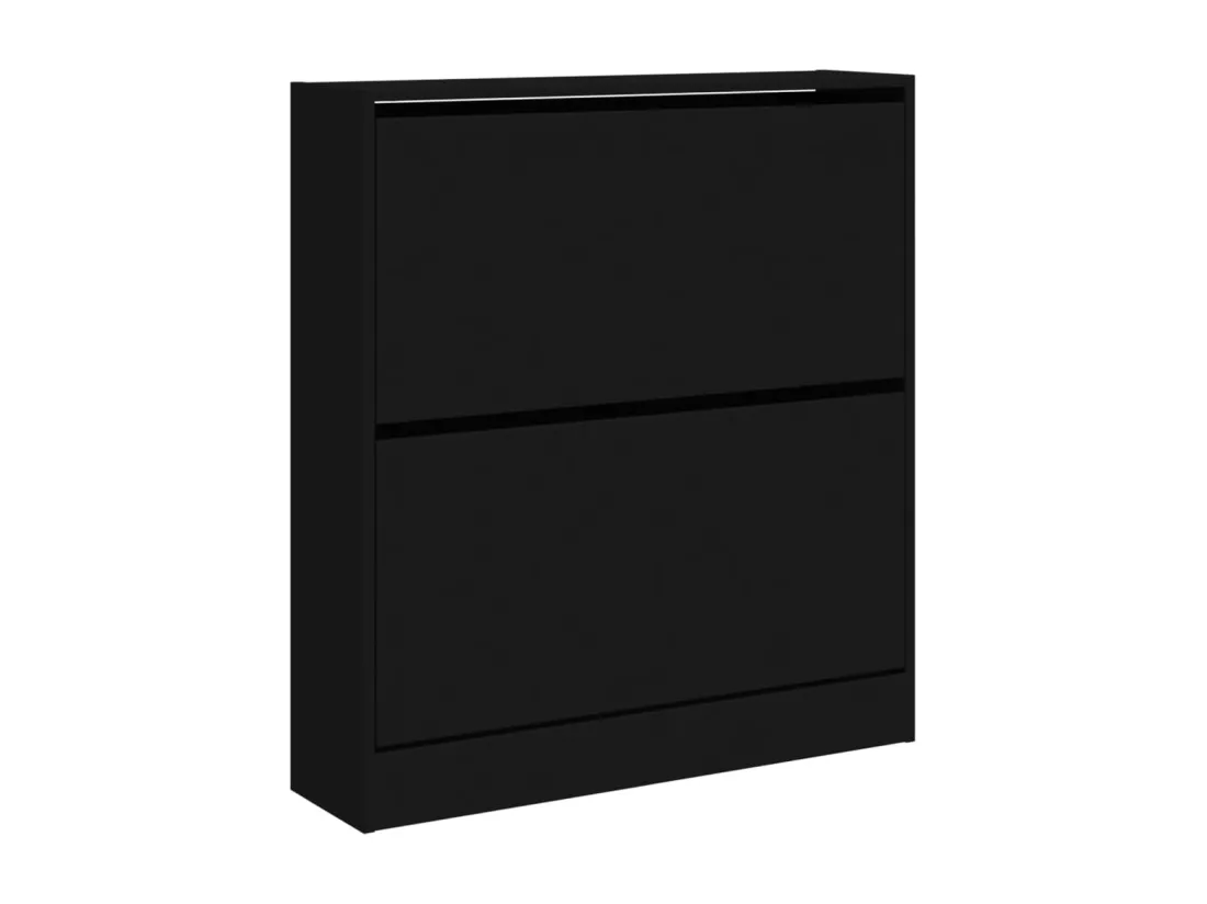 Armoire à chaussures noir 80x21x87,5 cm bois d'ingénierie