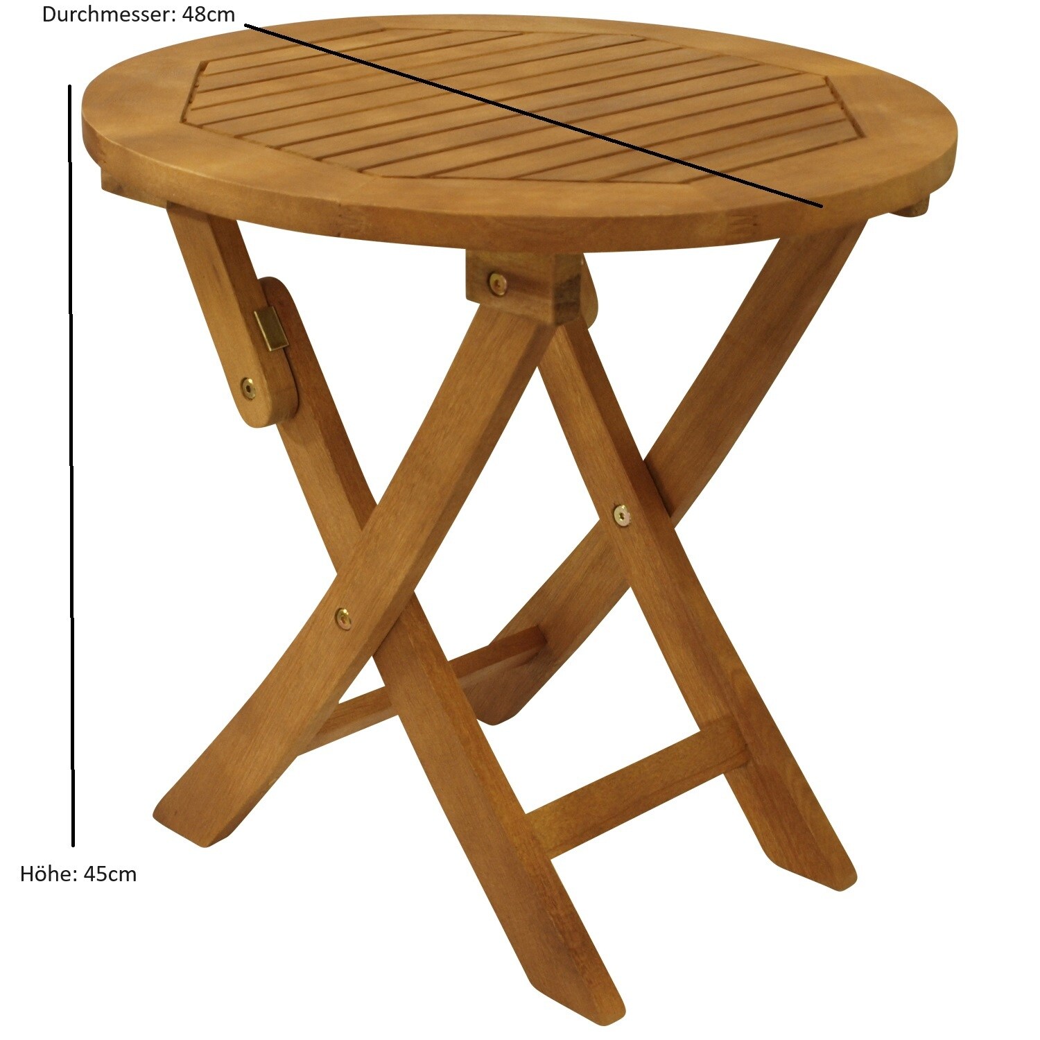 DEGAMO Klapp - Beistelltisch SAIGON 48cm rund, Eukalyptus geölt,