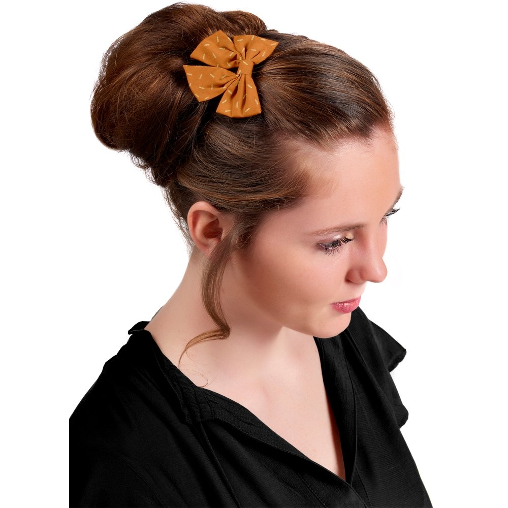 Barrette Noeud Papillon Paille Dorée Caramel