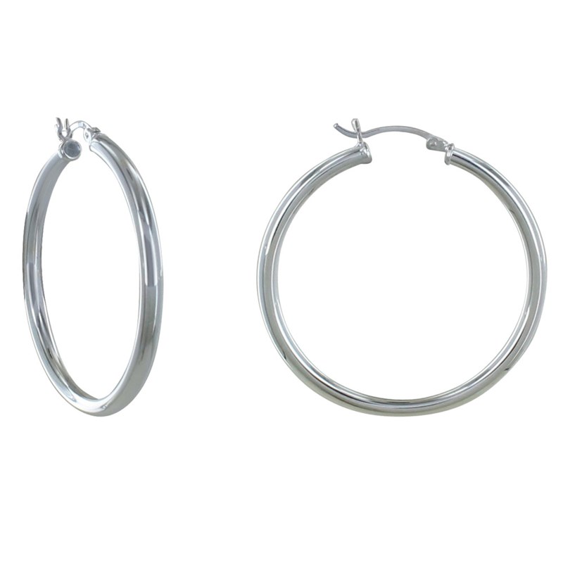 Boucles d'Oreilles Argent Moyennes Créoles Rondes 4cm