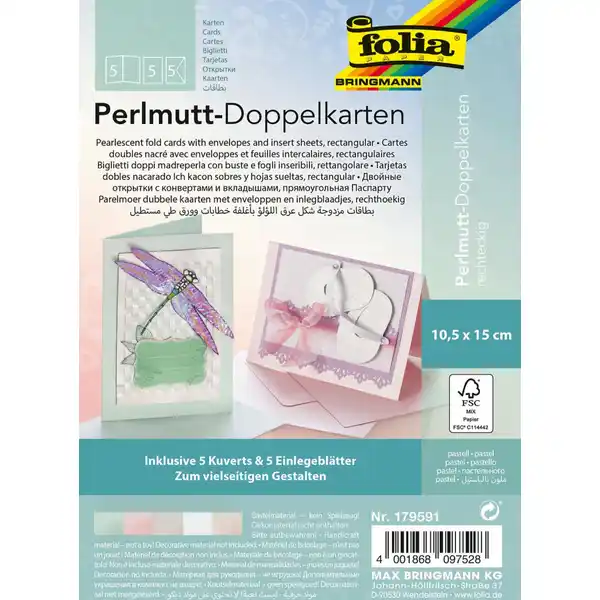Doppelkarten rechteckig perlmutt