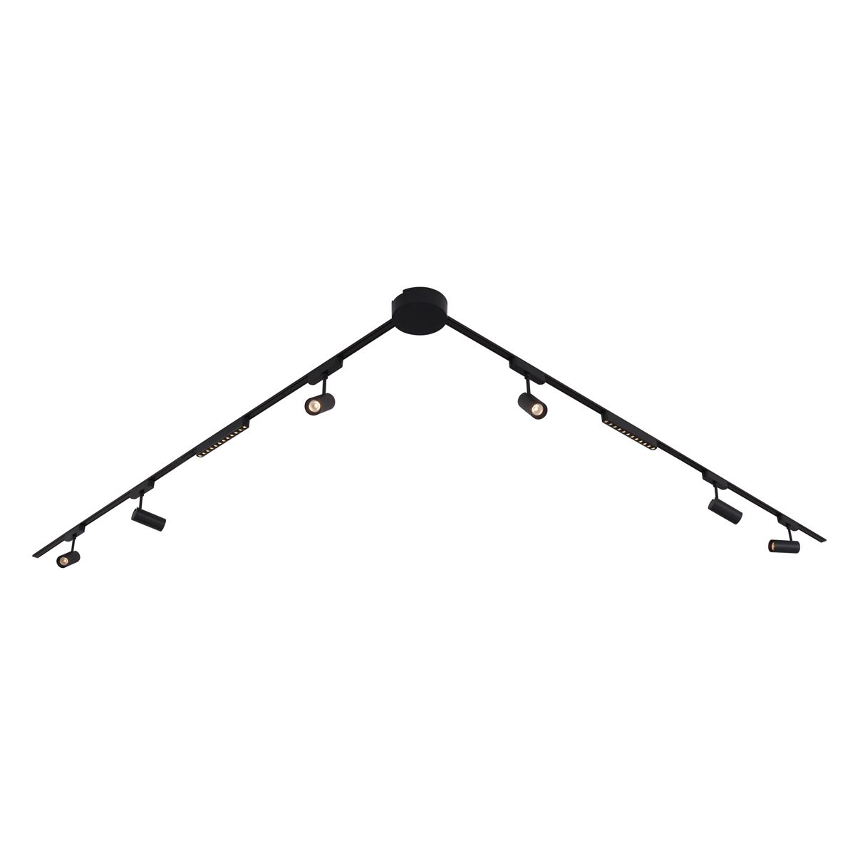 Railsysteem met 6 spots en 2 plafondlampen zwart 1-fase - Magnetic Gert Puntua