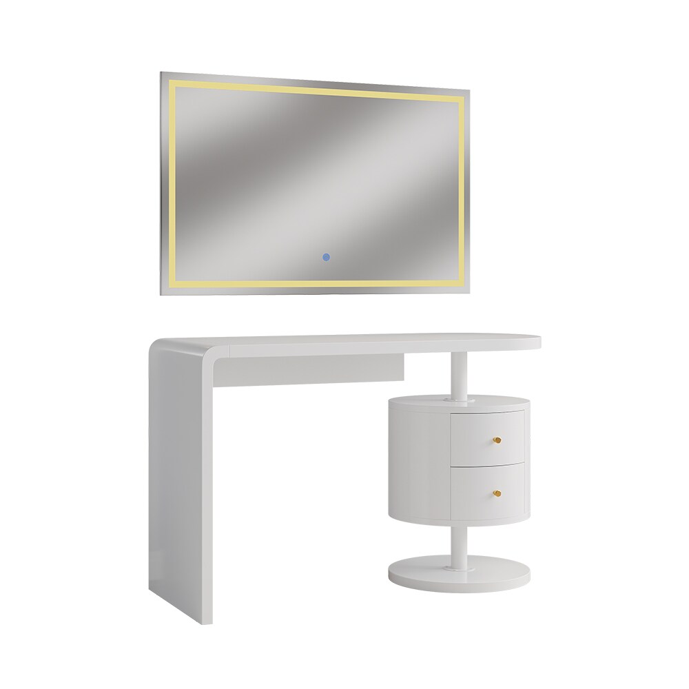 Vicco Schminktisch Lara Weiß Hochglanz 120 cm LED-Spiegel