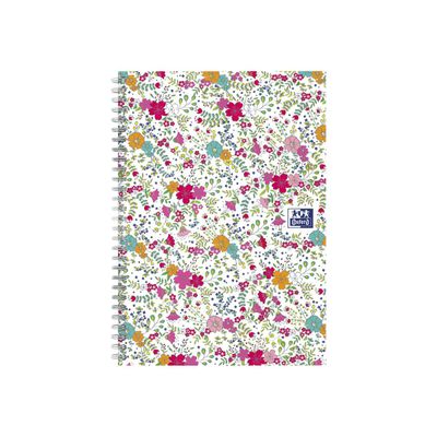 Oxford Floral - Carnet de notes à spirale - B5 - 120 pages - petits carreaux