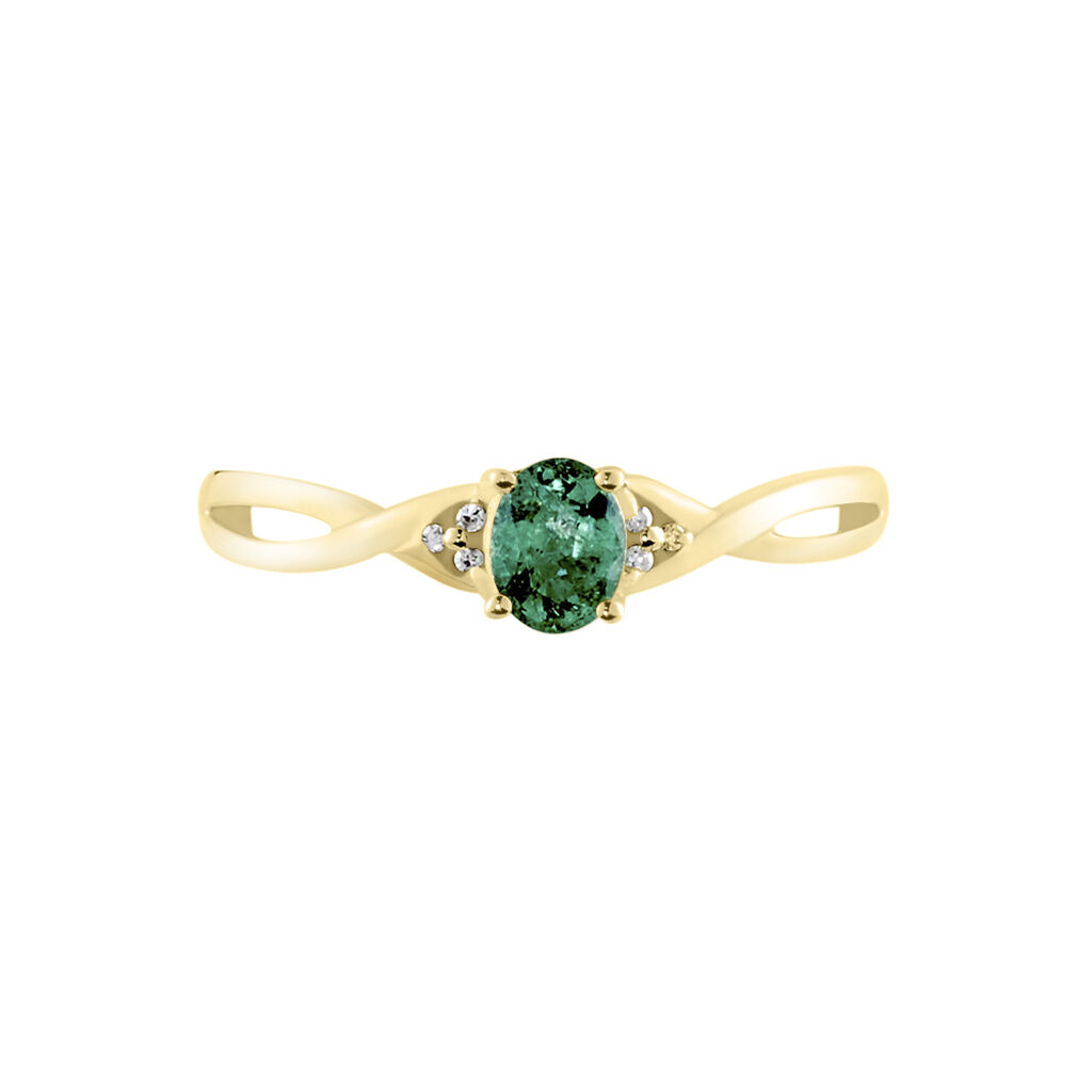 Bague Or Jaune Cassie Emeraude Et Diamant