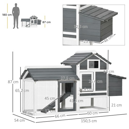 Galinheiro de madeira para exterior PawHut