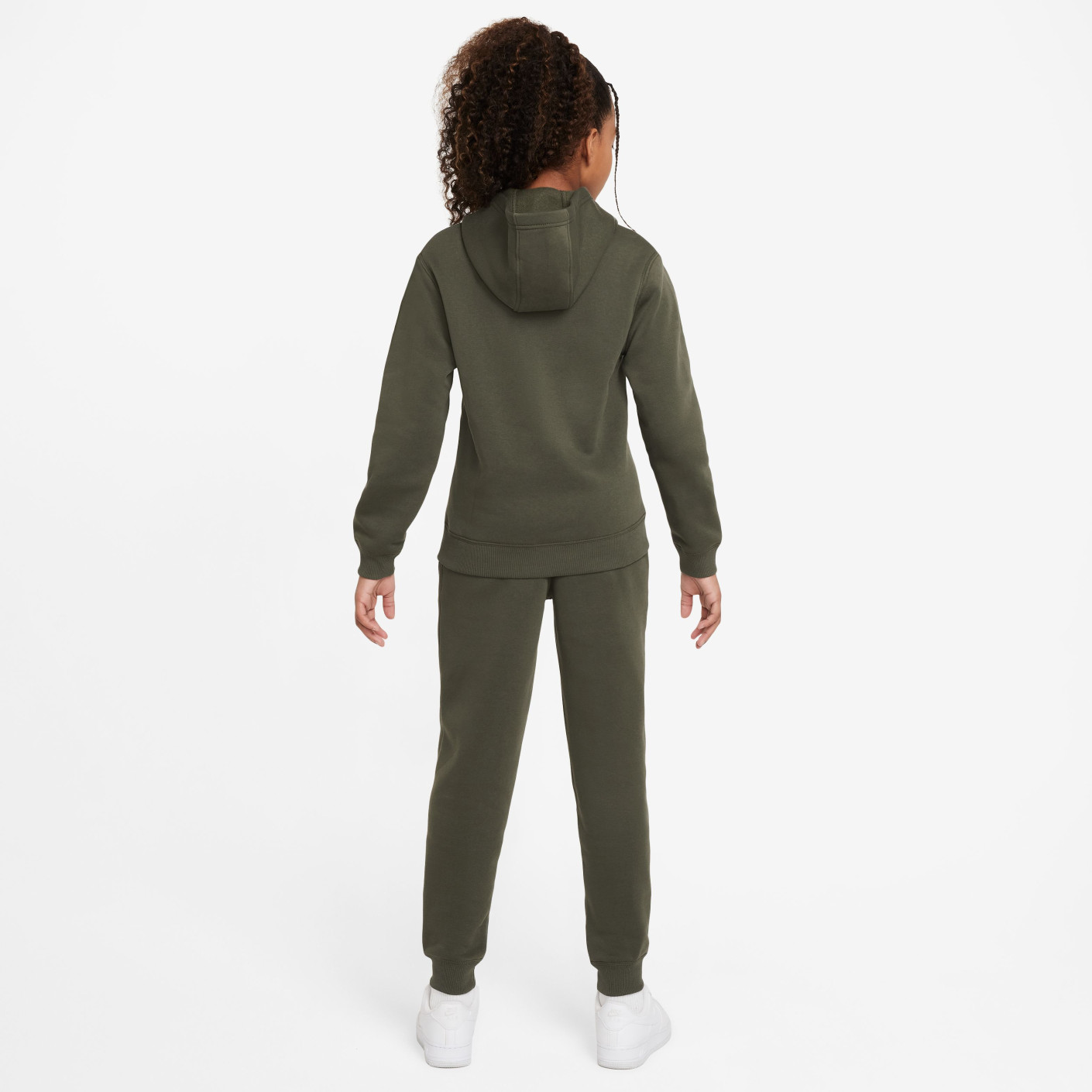 Nike Sportswear Club Fleece Trainingspak Full-Zip Hooded Kids Donkergroen Wit