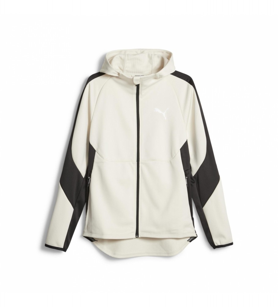 Jaqueta Puma Evostripe Warm com zíper frontal, branca