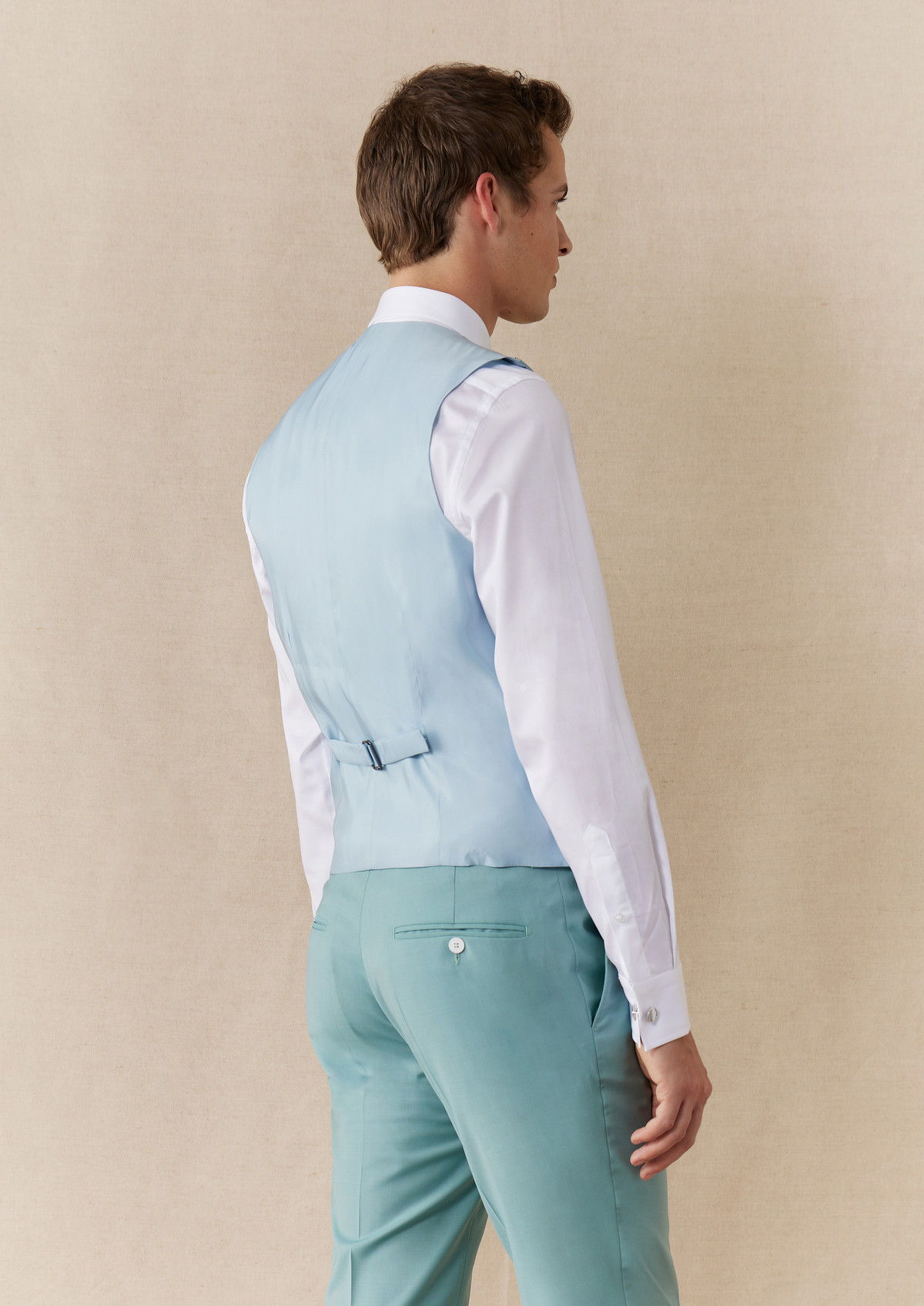 Gilet de costume en laine unie vert d'eau