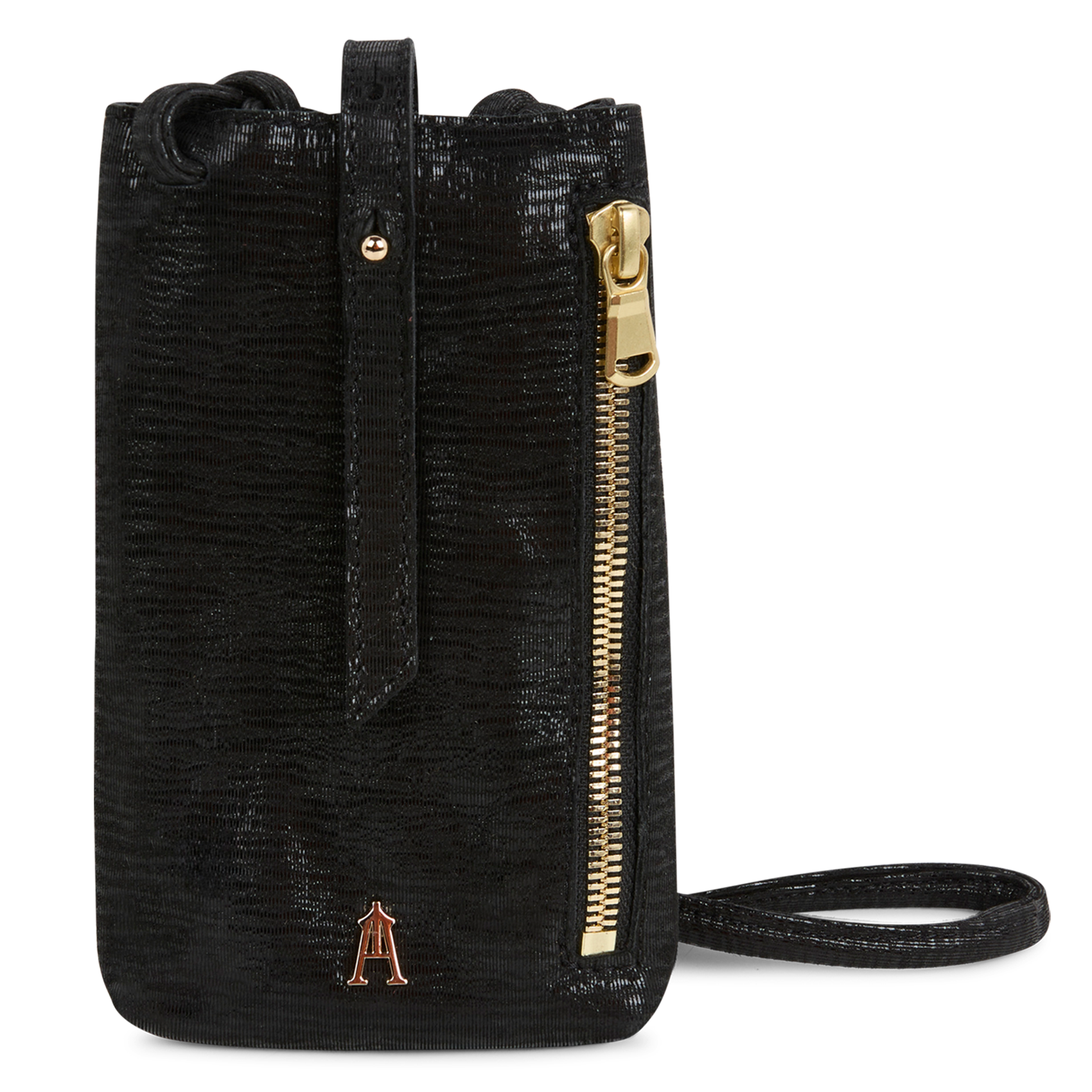 GRIGRI II - Etui téléphone en cuir métallisé | Noir