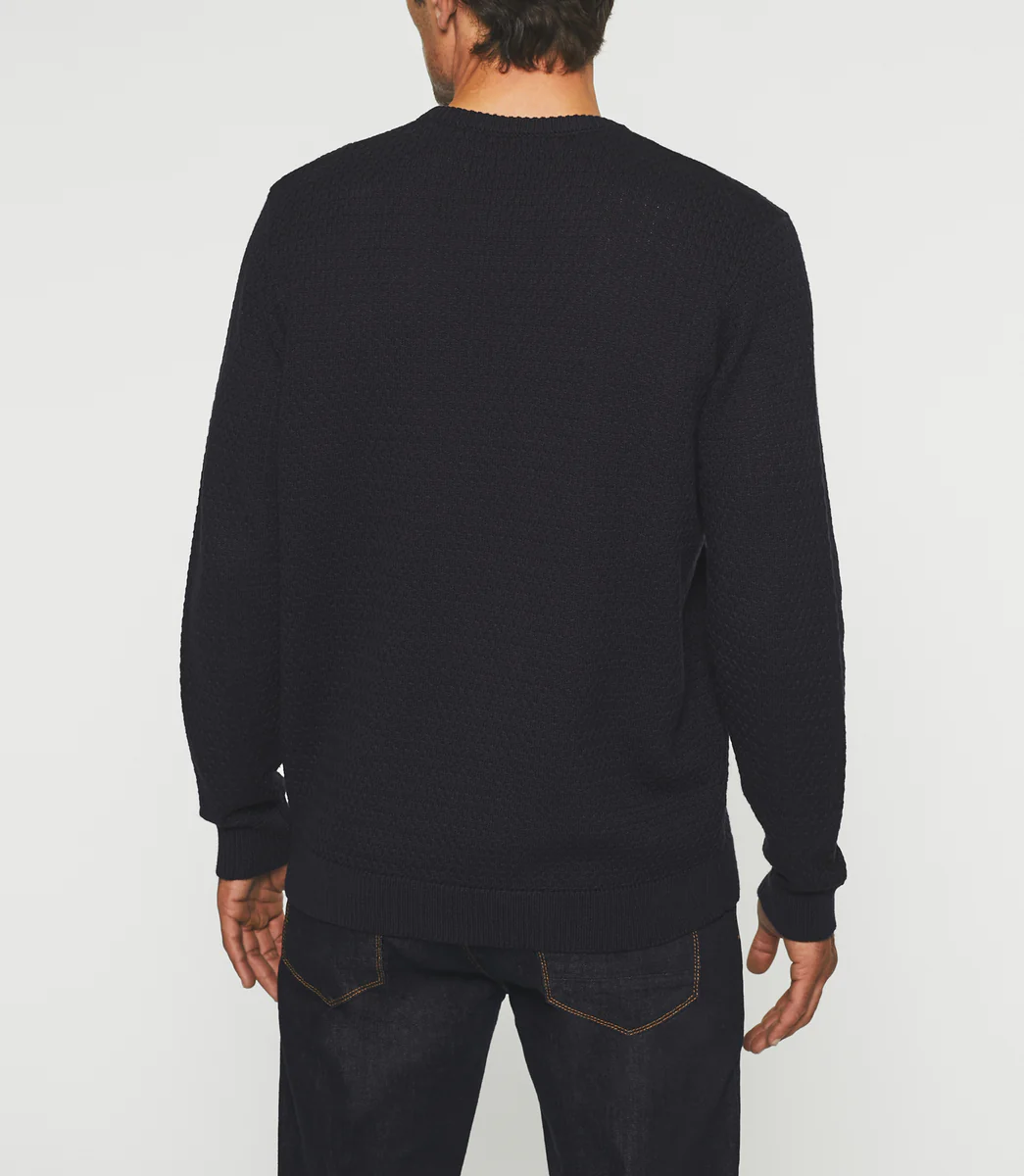 Pull col rond marine BASILIO