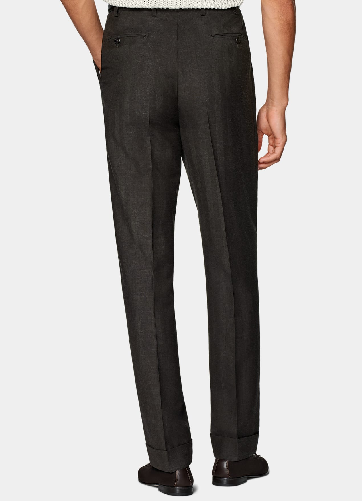 Costume Havana coupe Tailored marron foncé à chevrons