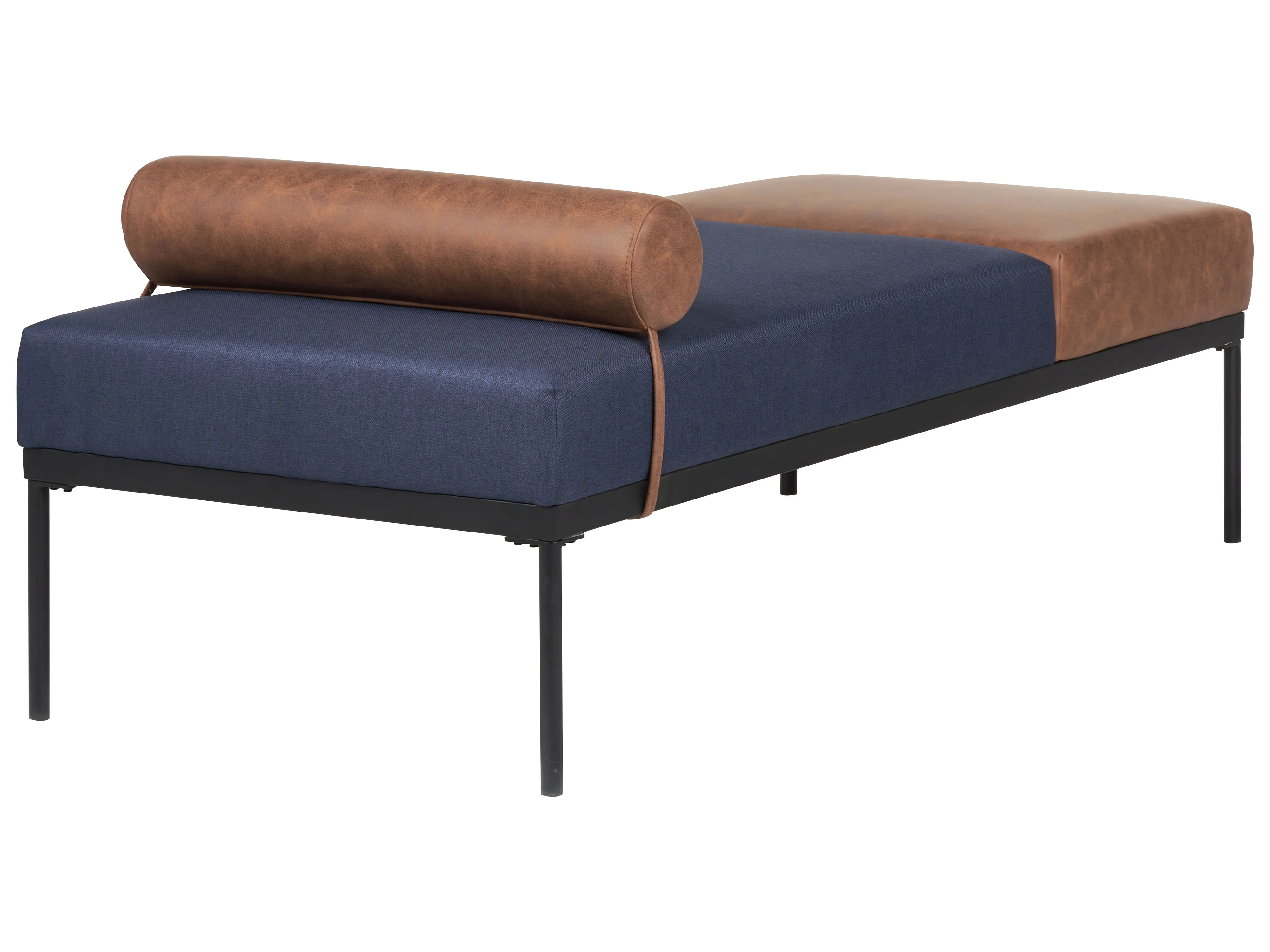 Chaise longue MALMOS Kunstlinnen Kunstleer Donkerblauw
