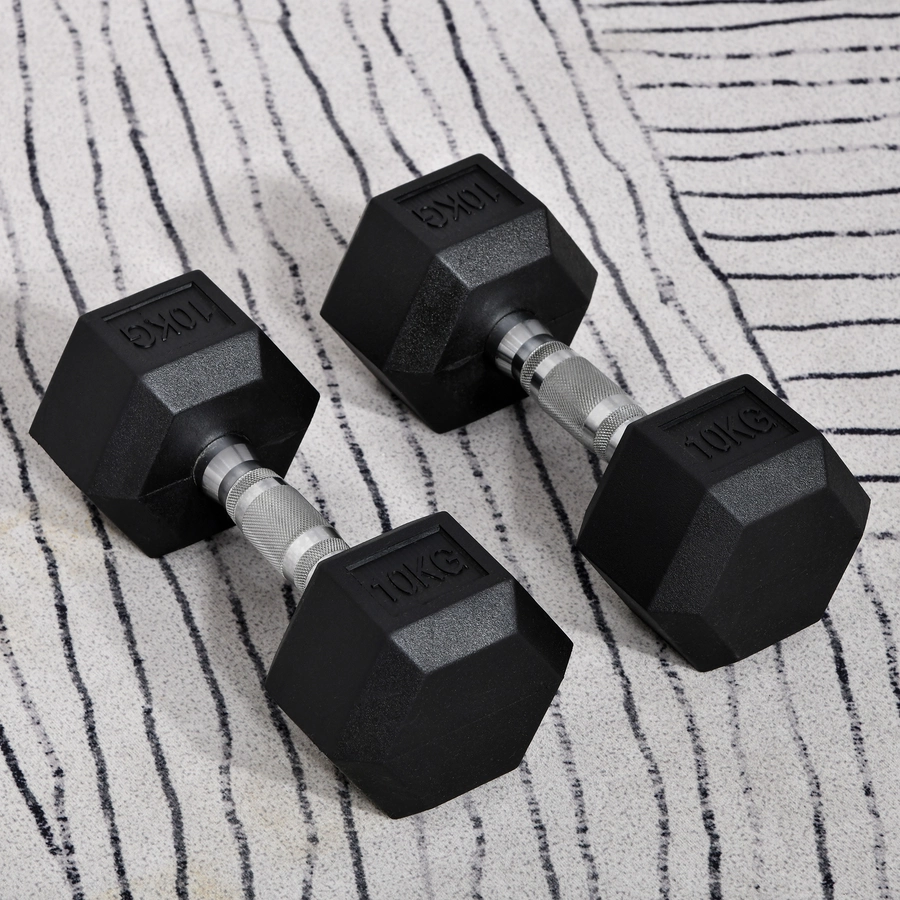 HOMCOM Kurzhantel 2er Set in Hexagon Form schwarz, silber