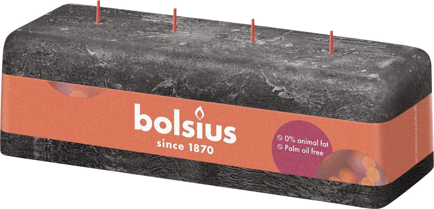 Bolsius mammoetkaars Rustiek Shine grijs 51 uur 9 x 25 x 8 cm