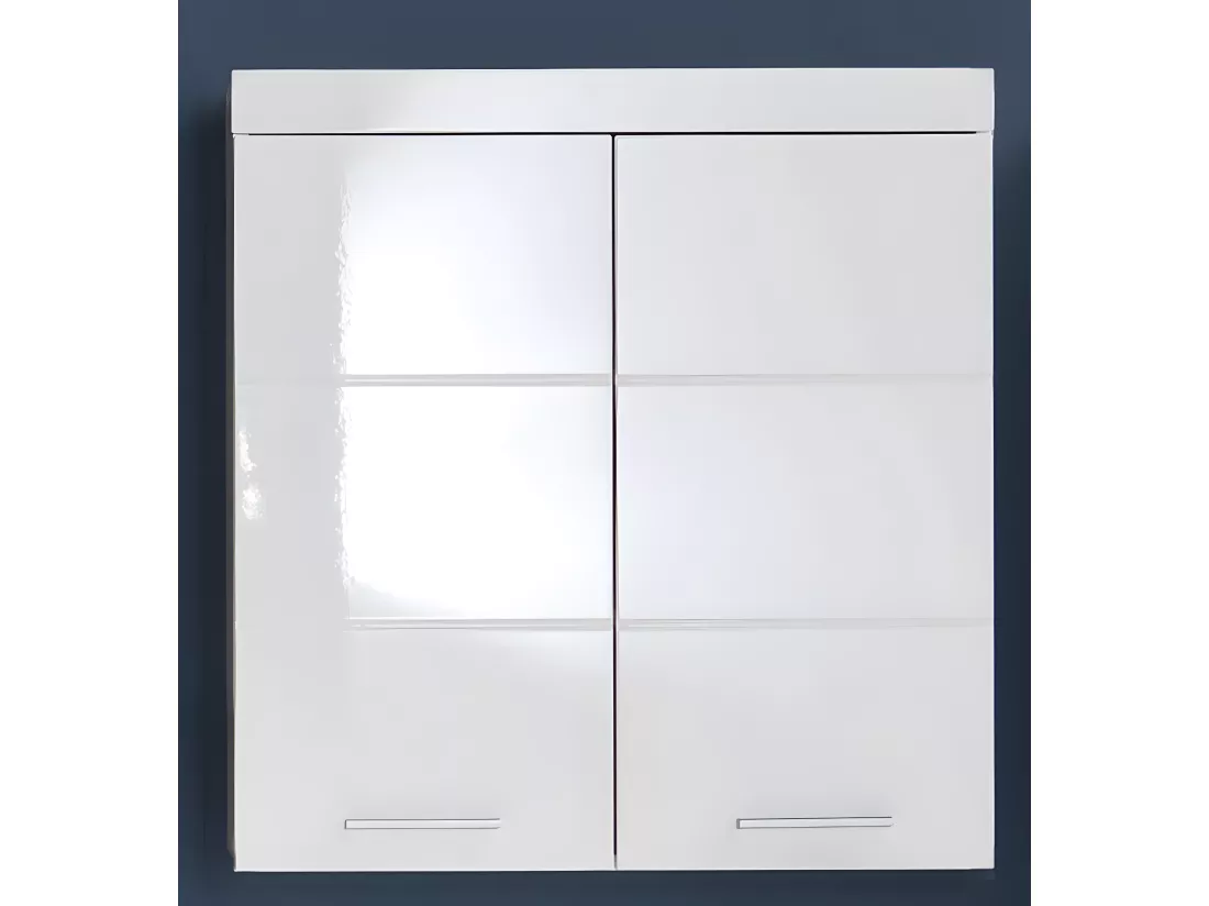 Meuble haut salle de bain mélaminé blanc. L - H - P : 73 | 77 | 23 cm