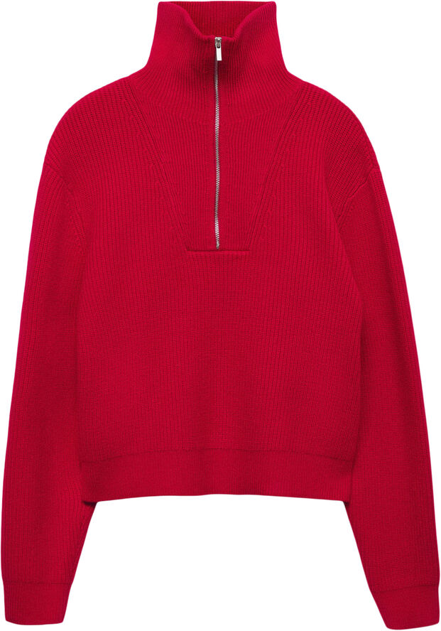 MANGO Zip neck jumper Red