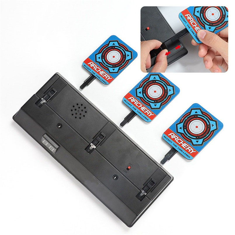 Elektronische 3-fach Nerf Gun Zielscheibe Automatisches Zurücksetzen mit Wertung   Sound Effekt (Batteriebetrieben) - Schwarz