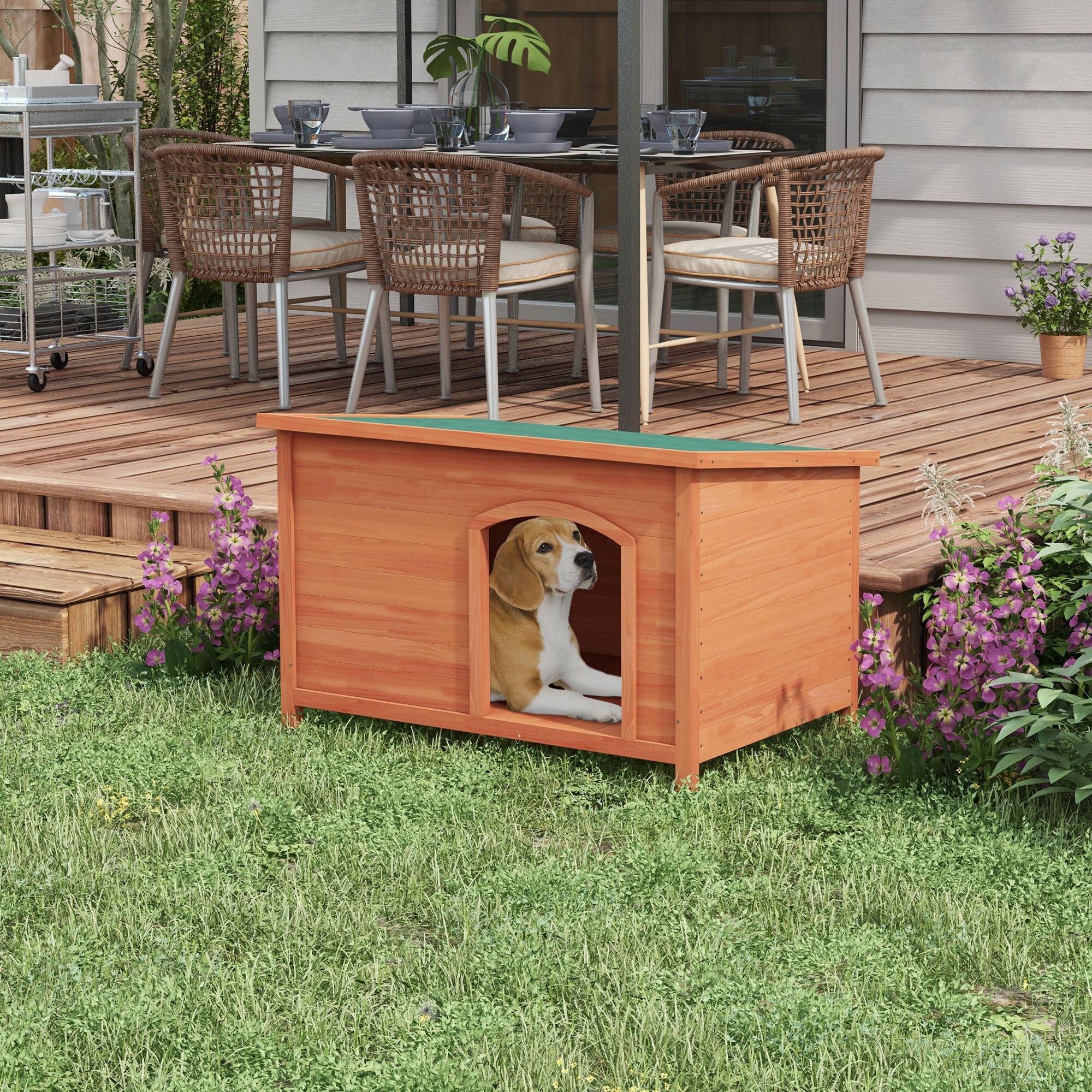PawHut Hundehütte mit abnehmbarem Boden orange 100L x 65,5B x 68H cm