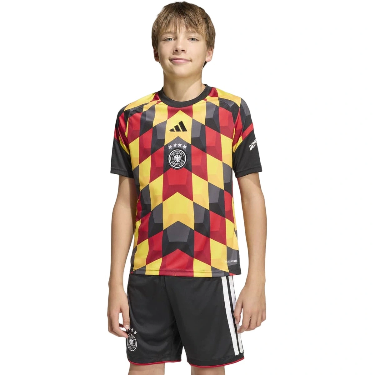T-Shirt adidas Alemanha Pre-Match Home Mundial 2026 Criança